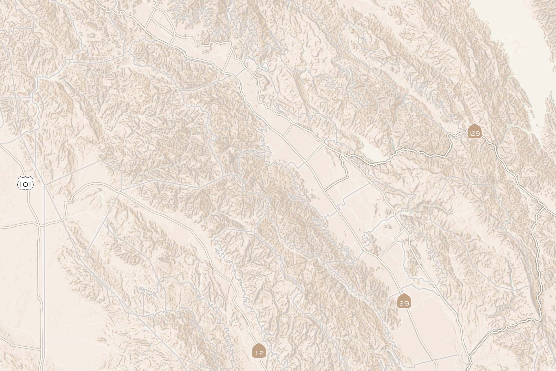 Interactive map background topography and roads.