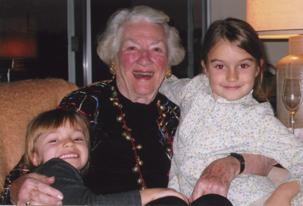 Elena and Alexandra with our late neighbor, Barbara Eisele.